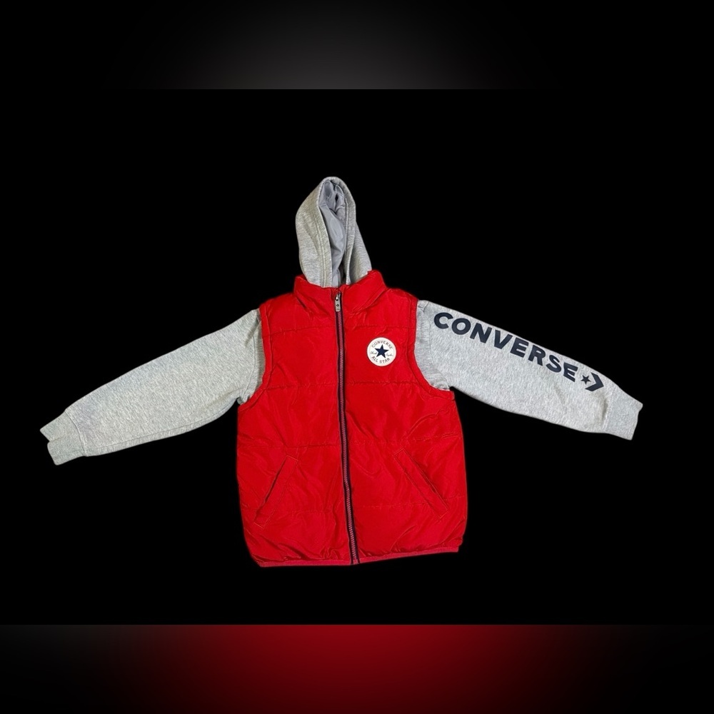 Converse Kids Hoodie Vest in Red and Gray